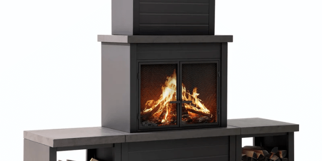 Classic wood fireplace creating a traditional feel in an outdoor living space